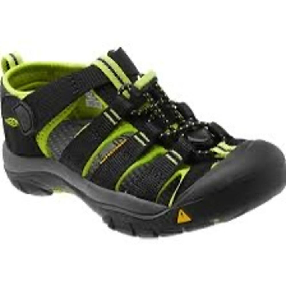 Keen Newport H2 unisex kids water sandals sz 1.5/2 black/green outdoors gorpcore